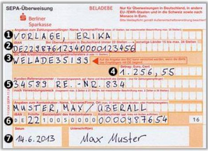 Überweisungs-Formular